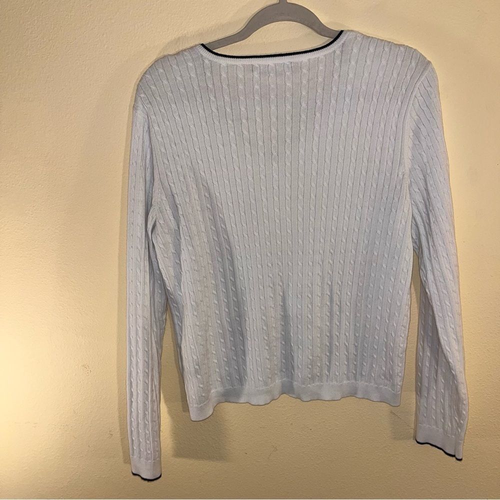 Ralph Lauren V-Neck Cable Knit Navy Edge Preppy Tennis Sweater Size XL - Picture 7 of 7